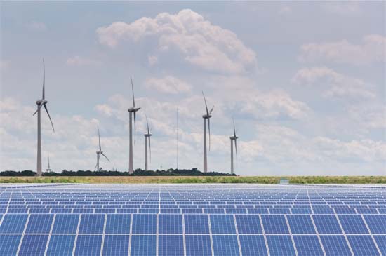 Wind & Solar Farm Producing Green Electricity Wind & Solar Farm Producing Green Electricity